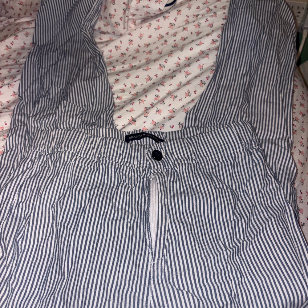 Brandy Melville Navy and White Striped Pants